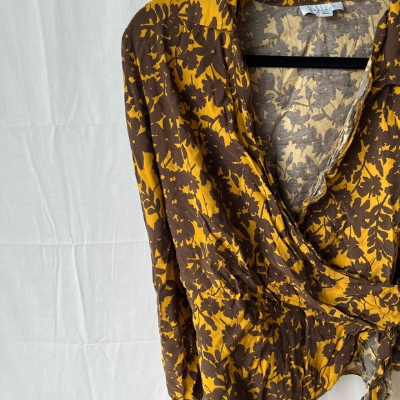 Top Shop Floral Jacquard Top Golden Yellow & Brown - Picture 4 of 15